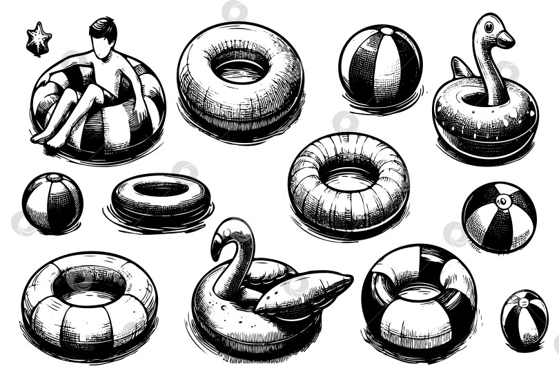 Скачать Серия черно-белых рисунков различных надувных игрушек фотосток Ozero