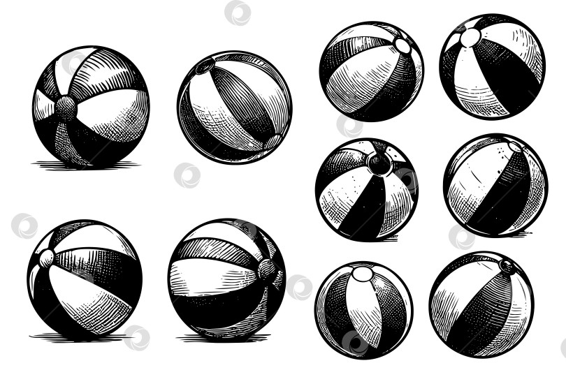 Скачать Набор черно-белых рисунков шаров фотосток Ozero
