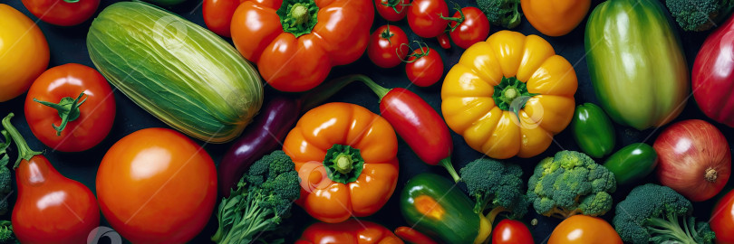 Скачать Узор из спелых овощей - это овощной фон для вегетарианцев, здорового питания и экологически чистого садоводства. Созданный искусственным интеллектом фотосток Ozero