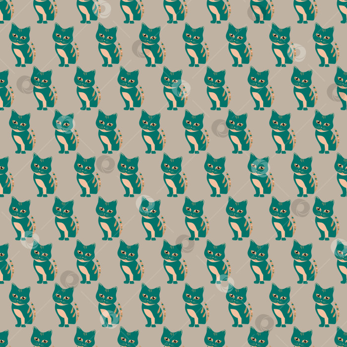 Скачать Бесшовный узор со стилизованным трехцветным котом, векторная графика 1000x1000 пикселей. EPS10 фотосток Ozero