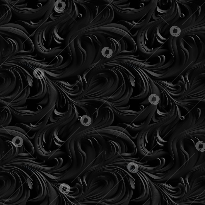 Скачать Черно-белый бесшовный узор с классическими линиями и орнаментом из листьев. Бесшовный текстурный фон. Сгенерированный ИИ. фотосток Ozero