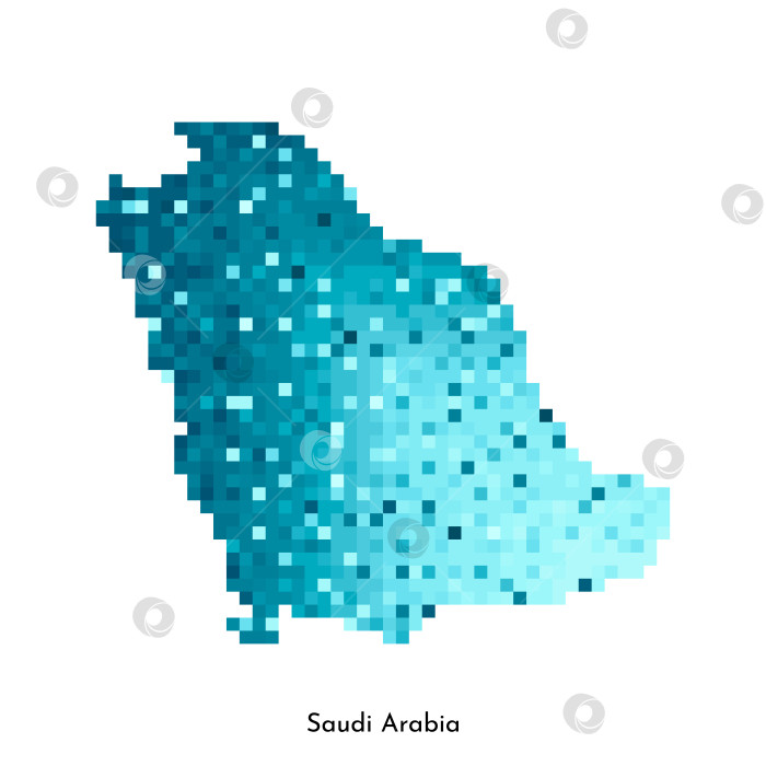 Скачать Векторная изолированная геометрическая иллюстрация с простой ледяной синей формой карты Саудовской Аравии. Стиль пиксельной графики для шаблона NFT. Точечный логотип с градиентной текстурой для дизайна на белом фоне фотосток Ozero