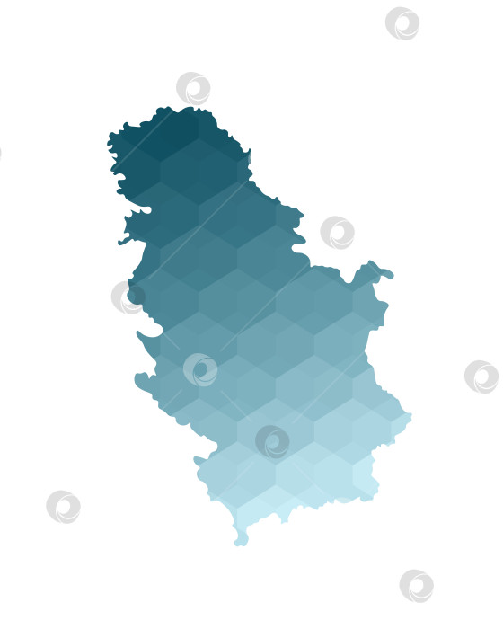 Скачать Значок векторной изолированной иллюстрации с упрощенным синим силуэтом карты Сербии. Полигональный геометрический стиль. Белый фон. фотосток Ozero