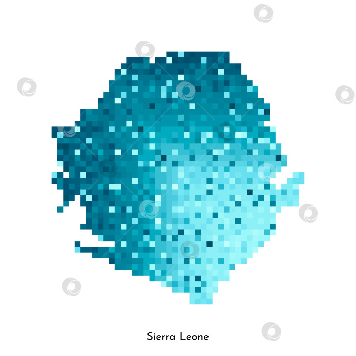 Скачать Векторная изолированная геометрическая иллюстрация с простой ледяной синей формой карты Сьерра-Леоне. Стиль пиксельной графики для шаблона NFT. Точечный логотип с градиентной текстурой для дизайна на белом фоне фотосток Ozero