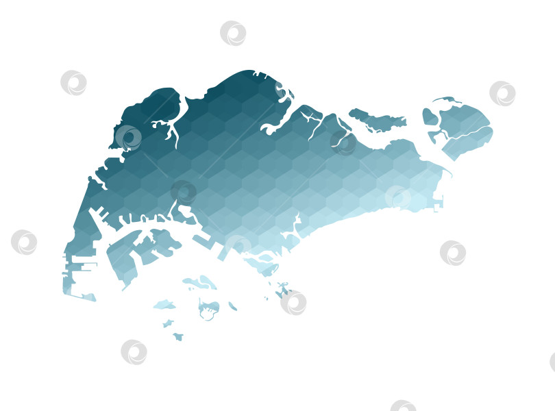 Скачать Значок векторной изолированной иллюстрации с упрощенным синим силуэтом карты Сингапура. Полигональный геометрический стиль. Белый фон. фотосток Ozero