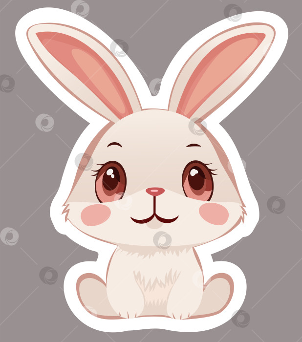 Скачать Значок силуэта симпатичного кролика-зайца. Розовые щечки. Милый персонаж мультфильма каваи. Векторная графика с плоским дизайном фотосток Ozero