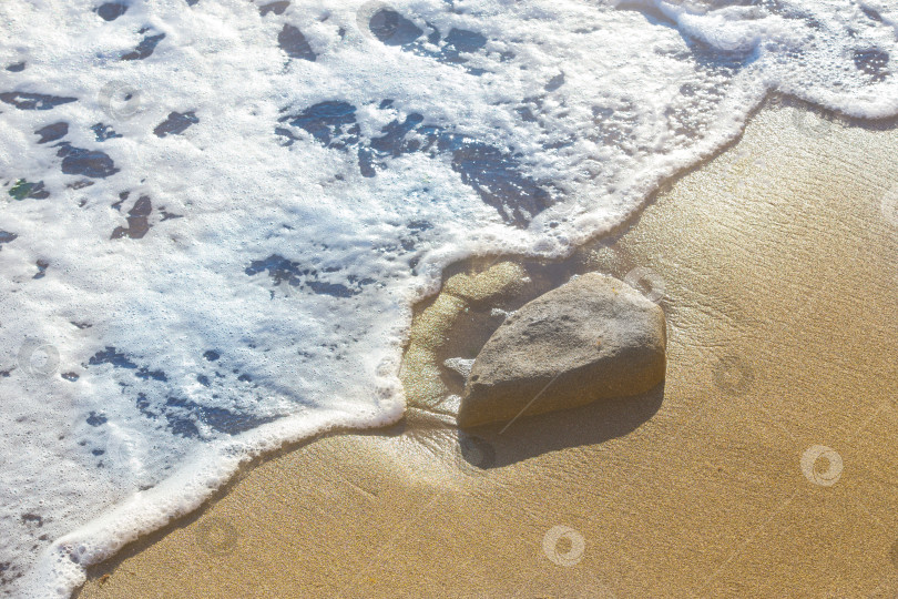 Скачать Морская волна с пеной на песчаном пляже фотосток Ozero