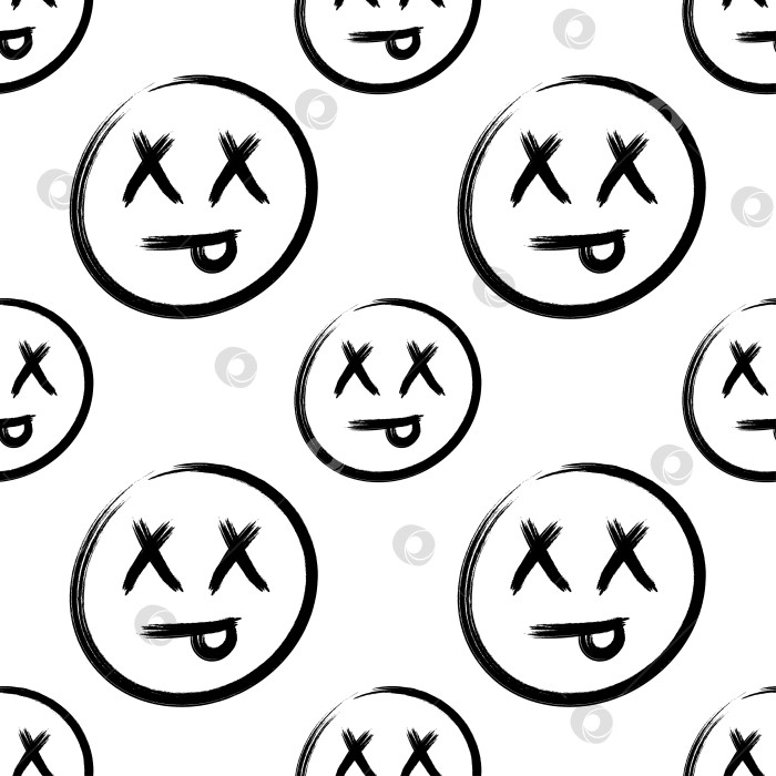 Скачать Бесшовный узор с нарисованными от руки каракулями dead emoji фотосток Ozero