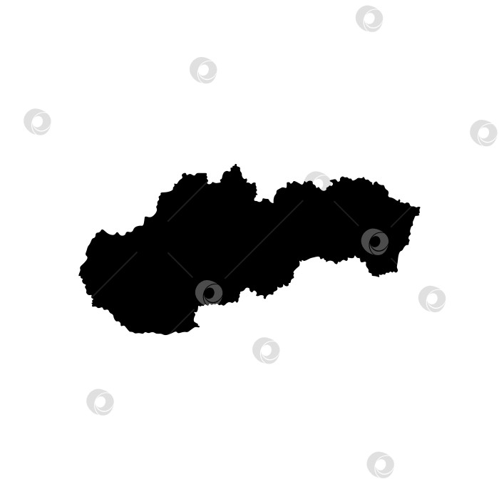 Скачать Векторный изолированный значок упрощенной иллюстрации с черным силуэтом карты Словакии. Белый фон фотосток Ozero