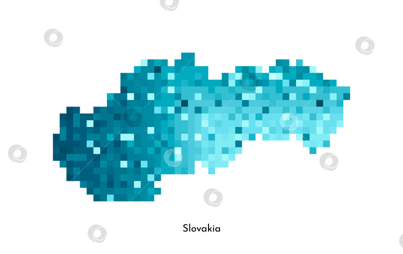 Скачать Векторная изолированная геометрическая иллюстрация с простой ледяной синей формой карты Словакии. Стиль пиксельной графики для шаблона NFT. Точечный логотип с градиентной текстурой для дизайна на белом фоне фотосток Ozero