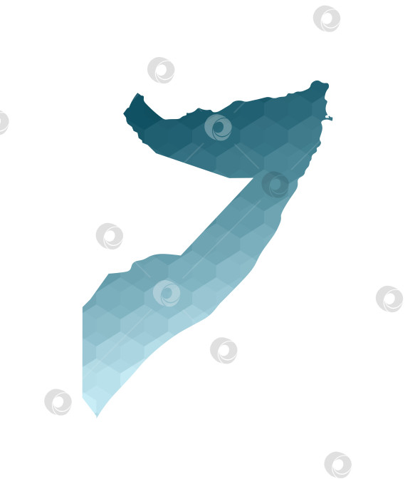 Скачать Значок векторной изолированной иллюстрации с упрощенным синим силуэтом карты Сомали. Полигональный геометрический стиль. Белый фон. фотосток Ozero