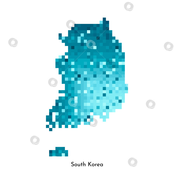 Скачать Векторная изолированная геометрическая иллюстрация с простой ледяной синей формой карты Южной Кореи. Стиль пиксельной графики для шаблона NFT. Точечный логотип с градиентной текстурой для дизайна на белом фоне фотосток Ozero