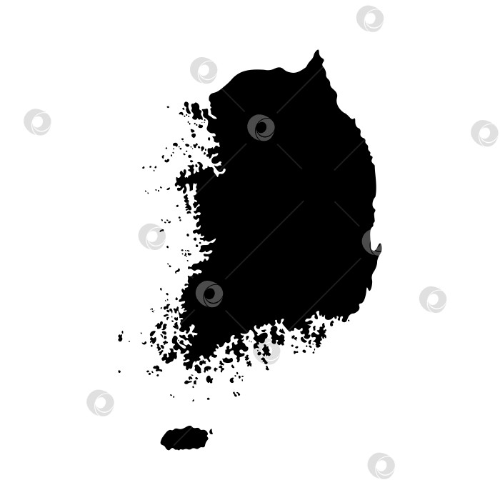 Скачать Векторный изолированный значок упрощенной иллюстрации с черным силуэтом карты Южной Кореи. Белый фон фотосток Ozero