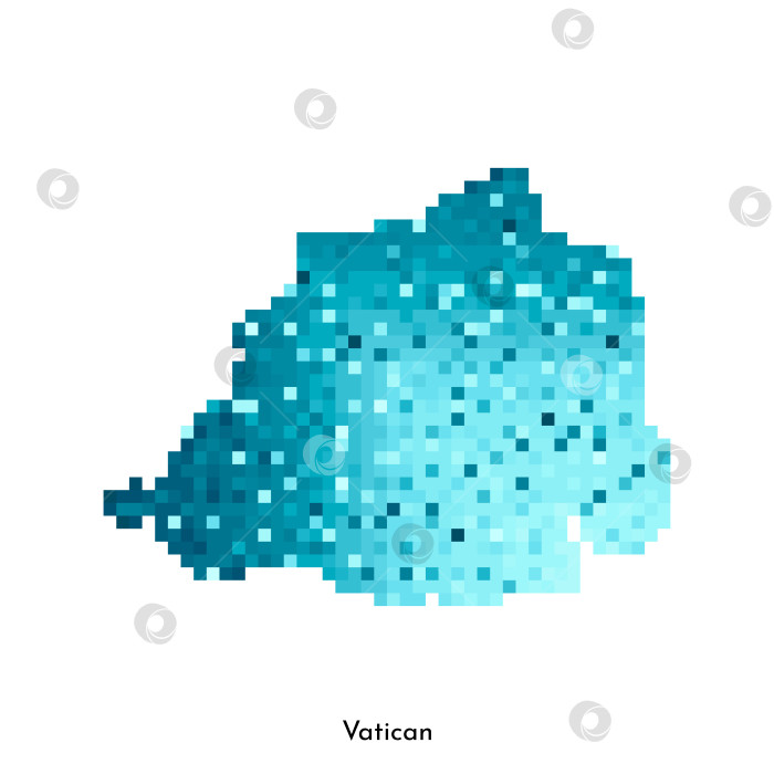 Скачать Векторная изолированная геометрическая иллюстрация с простой ледяной синей формой карты Ватикана. Стиль пиксельной графики для шаблона NFT. Точечный логотип с градиентной текстурой для дизайна на белом фоне фотосток Ozero