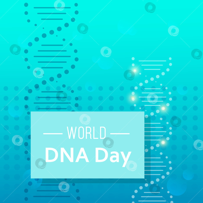 Скачать Национальный день ДНК отмечается 25 апреля. Плакат, баннер с изображением двойной спирали ДНК и текстом. Плоская векторная иллюстрация фотосток Ozero