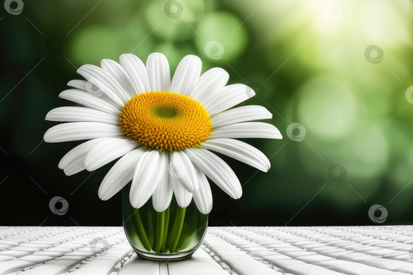 Скачать Белый цветок в стеклянной вазе на столе фотосток Ozero