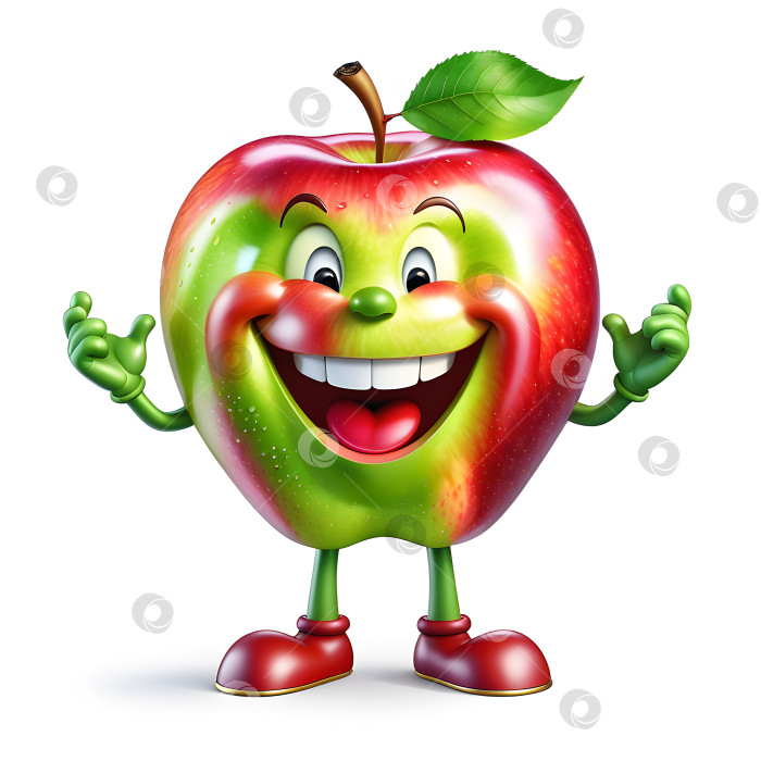 Скачать персонаж-талисман apple на белом фоне фотосток Ozero