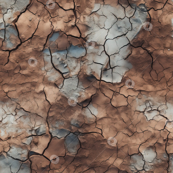 Скачать Бесшовная текстура потрескавшейся и сухой земли пустыни. фотосток Ozero