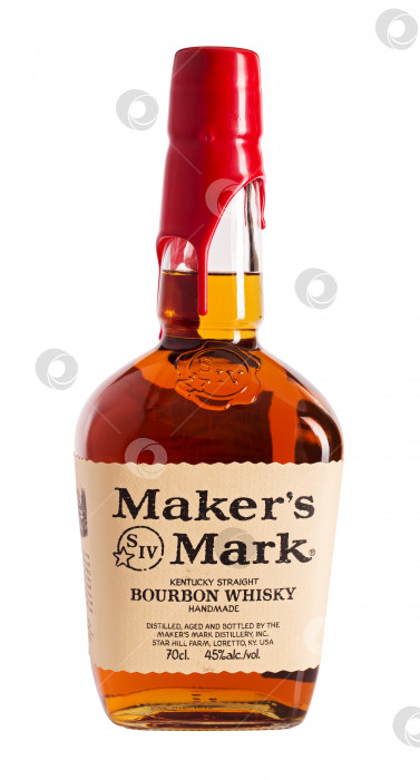 Скачать Изолированная бутылка виски maker's mark фотосток Ozero