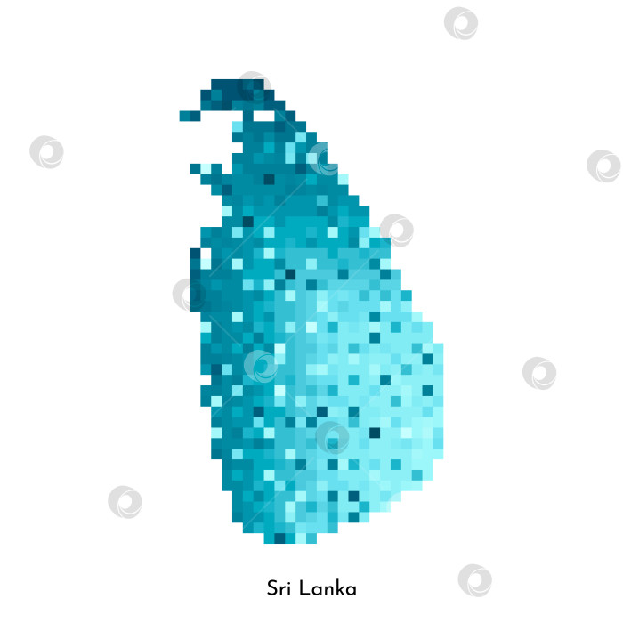Скачать Векторная изолированная геометрическая иллюстрация с простой ледяной синей формой карты Шри-Ланки. Стиль пиксельной графики для шаблона NFT. Точечный логотип с градиентной текстурой для дизайна на белом фоне фотосток Ozero