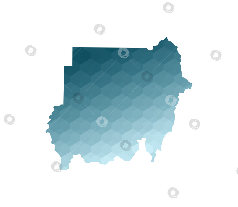 Скачать Значок векторной изолированной иллюстрации с упрощенным синим силуэтом Судана, государства, включающего карту спорных территорий. Полигональный геометрический стиль. Белый фон. фотосток Ozero