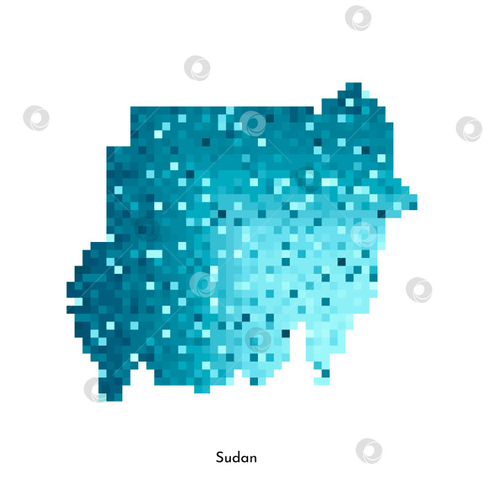 Скачать Векторная изолированная геометрическая иллюстрация с простой ледяной синей формой карты Судана. Стиль пиксельной графики для шаблона NFT. Точечный логотип с градиентной текстурой для дизайна на белом фоне фотосток Ozero