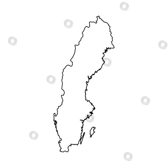 Скачать Векторный изолированный значок упрощенной иллюстрации с силуэтом черной линии на карте Швеции. Белый фон фотосток Ozero
