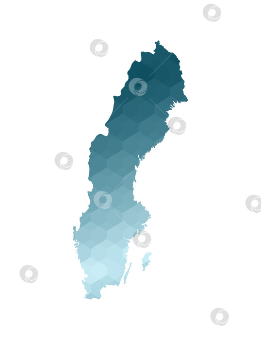 Скачать Значок векторной изолированной иллюстрации с упрощенным синим силуэтом карты Швеции. Полигональный геометрический стиль. Белый фон. фотосток Ozero