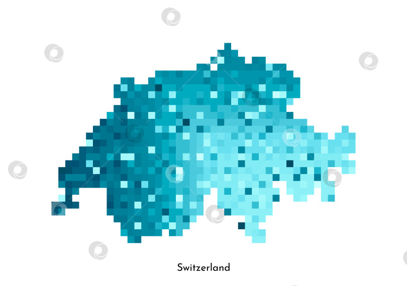 Скачать Векторная изолированная геометрическая иллюстрация с простой ледяной синей формой карты Швейцарии. Стиль пиксельной графики для шаблона NFT. Точечный логотип с градиентной текстурой для дизайна на белом фоне фотосток Ozero