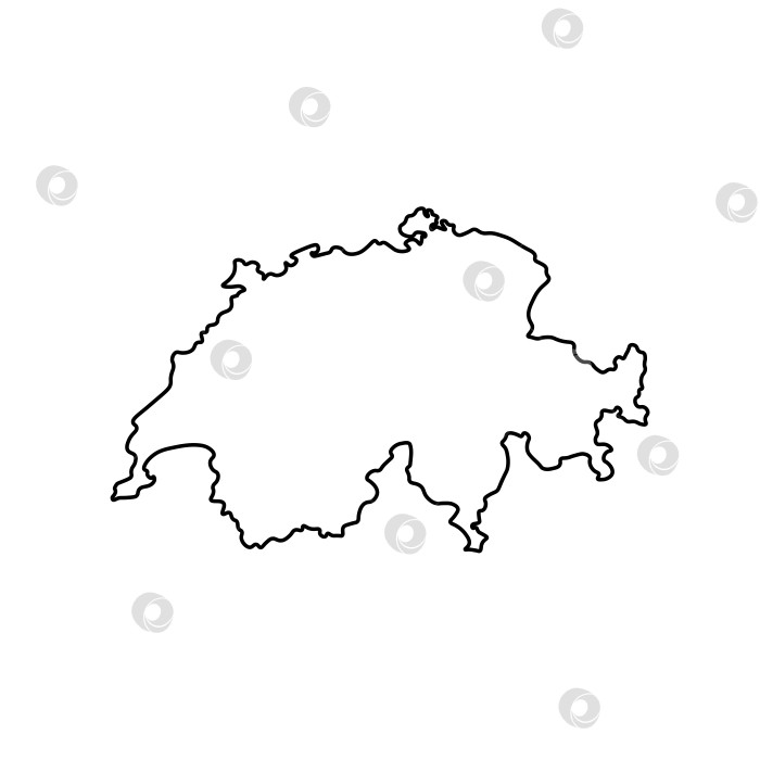 Скачать Векторный изолированный значок упрощенной иллюстрации с черным силуэтом карты Швейцарии. Белый фон фотосток Ozero