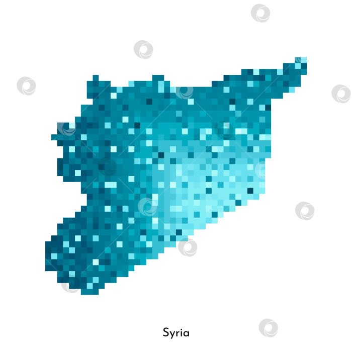 Скачать Векторная изолированная геометрическая иллюстрация с простой ледяной синей формой карты Сирии. Стиль пиксельной графики для шаблона NFT. Точечный логотип с градиентной текстурой для дизайна на белом фоне фотосток Ozero