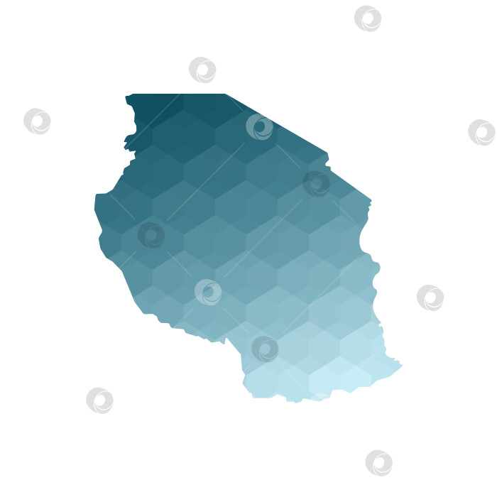 Скачать Значок векторной изолированной иллюстрации с упрощенным синим силуэтом карты Танзании. Полигональный геометрический стиль. Белый фон. фотосток Ozero