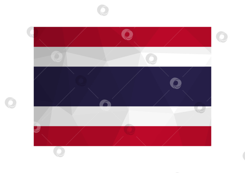 Скачать Векторная иллюстрация. Официальный флаг Таиланда. Национальный флаг Сиама с красными, белыми, синими полосами. Креативный дизайн в стиле low poly с треугольными формами. фотосток Ozero