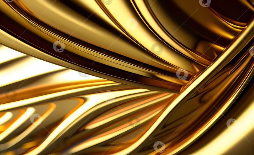 Скачать Золотой металлический фон с волнами и линиями. 3d-стиль. Роскошный золотистый фон с атласной драпировкой. фотосток Ozero
