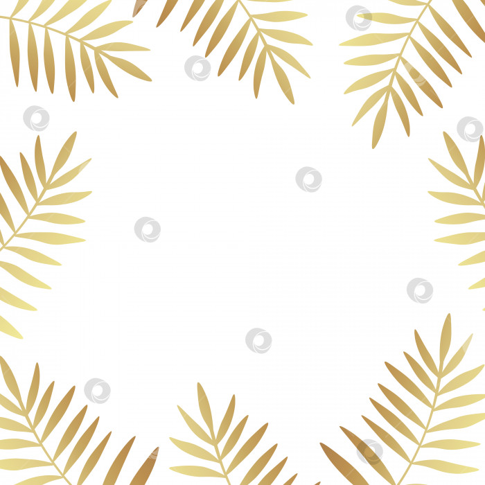Скачать Современная абстрактная рамка с золотыми тропическими листьями на белом фоне. фотосток Ozero