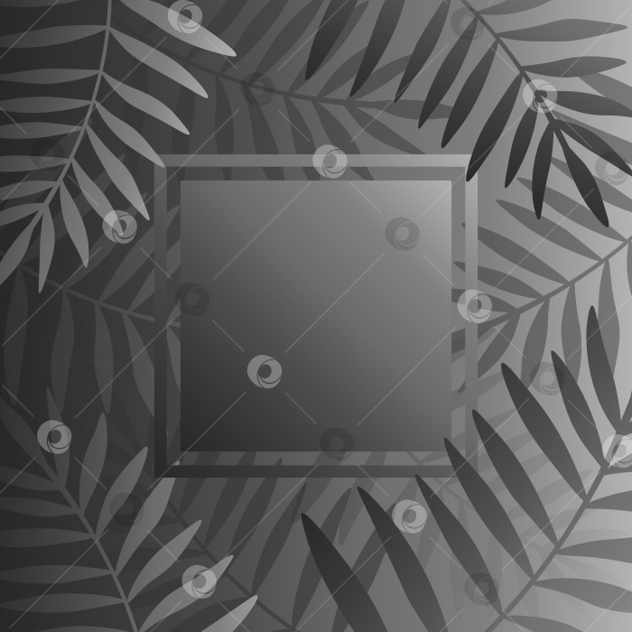 Скачать Современная абстрактная рамка с тропическими листьями на черном градиентном фоне. фотосток Ozero