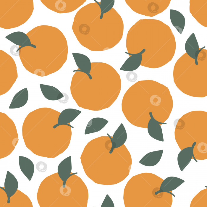 Скачать Абстрактный бесшовный узор с апельсином и листьями. Фон для обоев, текстиля, бумаги, тканей, веб-страниц. фотосток Ozero