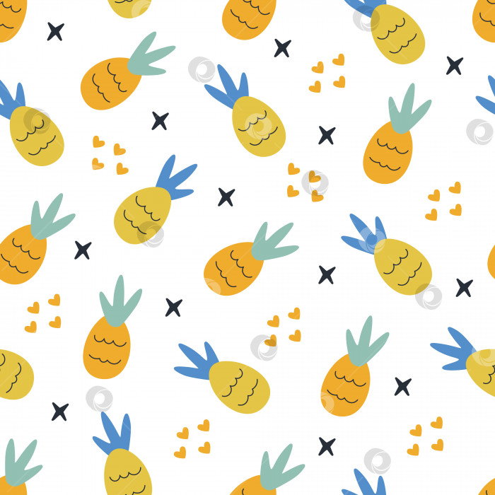 Скачать Бесшовный узор с ананасом. Фон для обоев, текстиля, бумаги, тканей, веб-страниц. фотосток Ozero