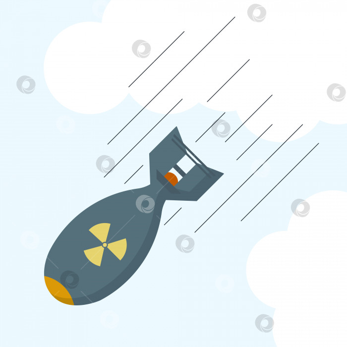 Скачать Иллюстрация сбрасывания ядерной бомбы. Летающее ядерное оружие. фотосток Ozero