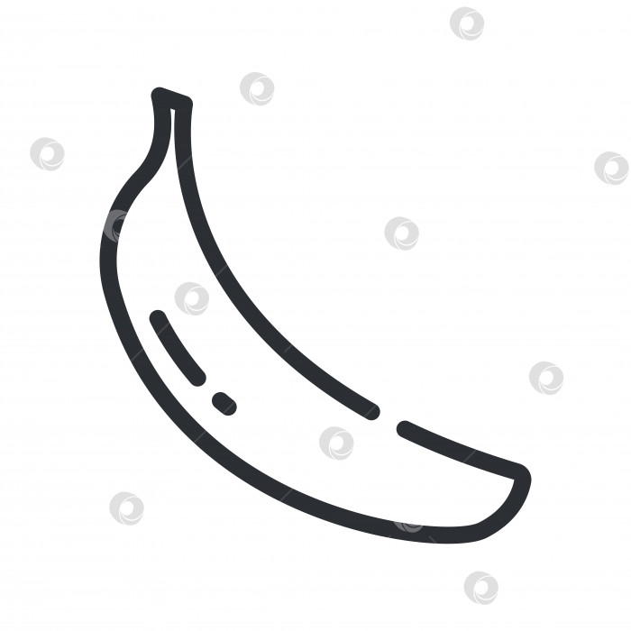Скачать Значок линии банана, контурный векторный знак, линейная пиктограмма, выделенная на белом фоне. Иллюстрация логотипа фотосток Ozero