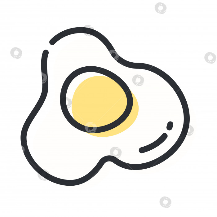 Скачать Линейный значок жареного яйца. Символ еды. Концепция логотипа. Векторная иллюстрация, изолированная на белом фоне. фотосток Ozero