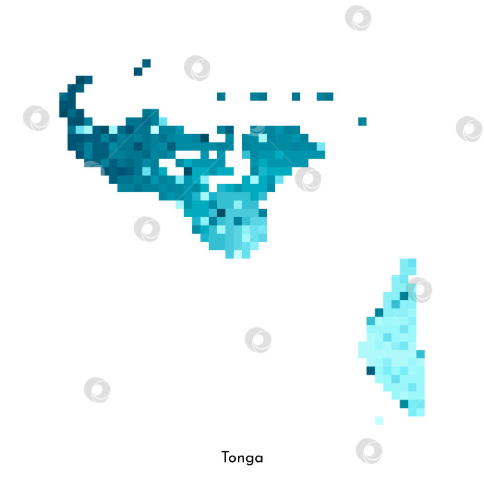 Скачать Векторная изолированная геометрическая иллюстрация с простой ледяной синей формой карты Тонга. Стиль пиксельной графики для шаблона NFT. Точечный логотип с градиентной текстурой для дизайна на белом фоне фотосток Ozero