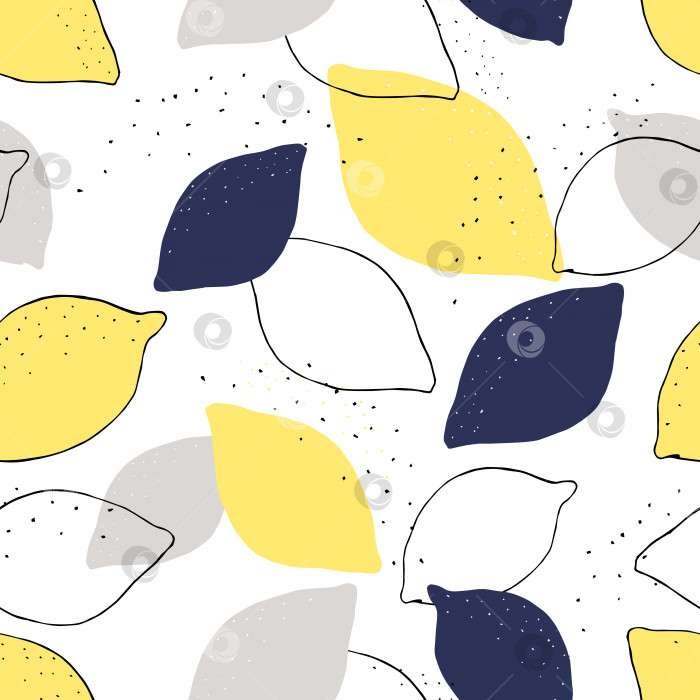 Скачать Бесшовный узор с лимонами для обоев, текстиля, бумаги, тканей, веб-страниц. Украшение для еды, винтажный стиль, нарисовано от руки. фотосток Ozero