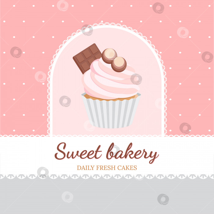 Скачать Симпатичный плакат с кексом для дизайна пекарни фотосток Ozero