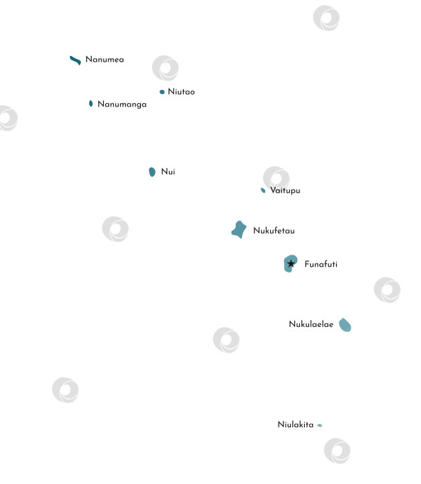 Скачать Векторная изолированная иллюстрация упрощенной карты Тувалу с названиями островов. Красочные силуэты синего цвета хаки. фотосток Ozero