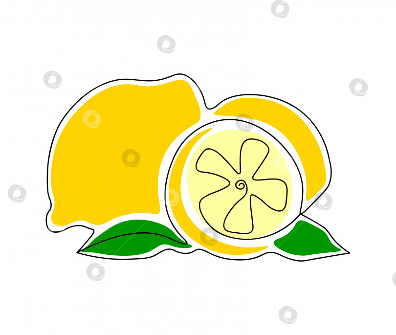 Скачать Рисунок лимонов, нарисованный одной непрерывной линией фотосток Ozero