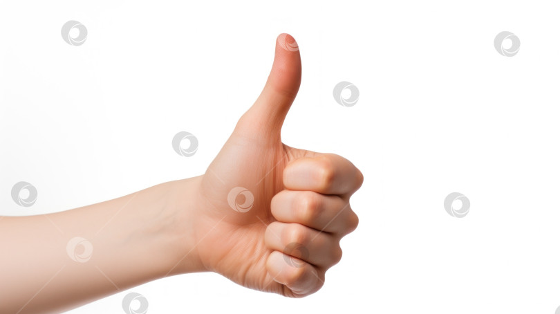 Скачать Большой палец руки, поднятый вверх, на простом белом фоне фотосток Ozero