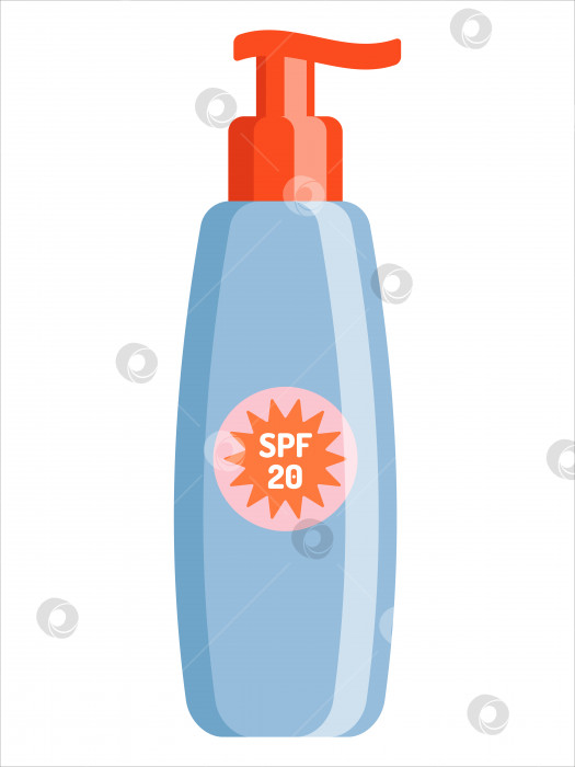 Скачать Солнцезащитный лосьон с SPF. Шаблон косметического продукта для летнего ухода за кожей. фотосток Ozero