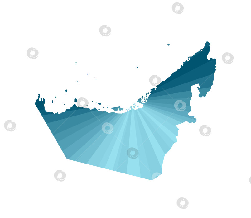 Скачать Значок векторной изолированной иллюстрации с упрощенным синим силуэтом карты ОАЭ (Объединенных Арабских Эмиратов). Полигональный геометрический стиль. Белый фон. фотосток Ozero