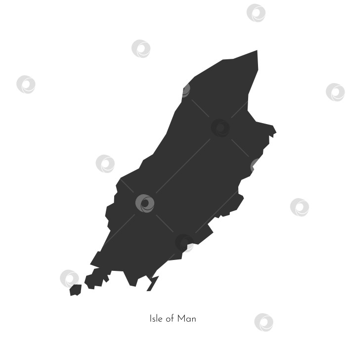 Скачать Векторная изолированная плоская иллюстрация с упрощенной черной картой острова Мэн, Великобритания. Темно-серая геометрическая форма острова Манн, самоуправляющейся территории, зависимой от Британской короны. Белый фон фотосток Ozero